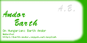 andor barth business card